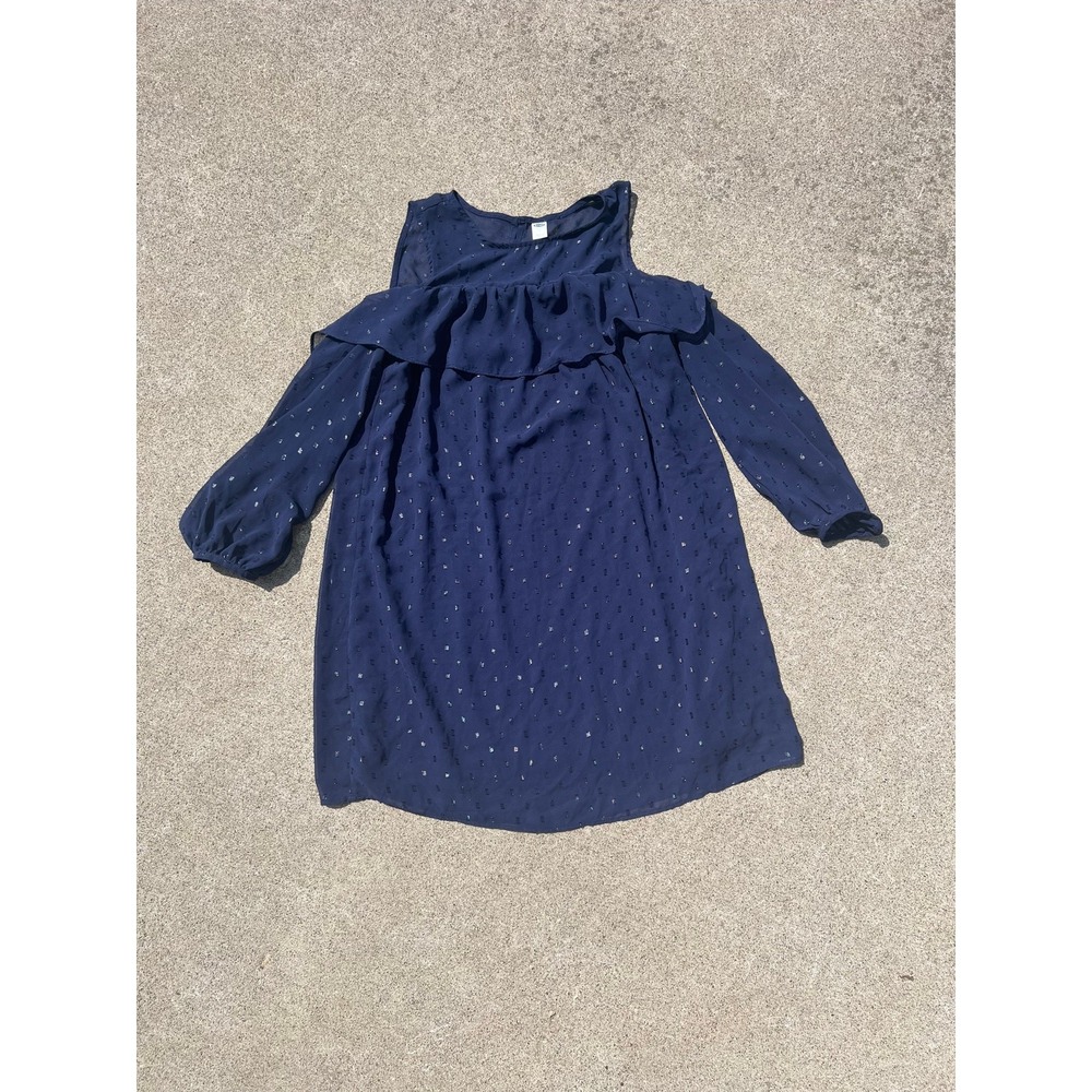 Old Navy Dress Women Size Medium Navy Detail Long Sleeve Cold Shoulder Mini